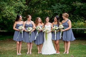 Short, Gray Bill Levkoff Bridesmaid Dresses