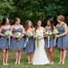 Short, Gray Bill Levkoff Bridesmaid Dresses
