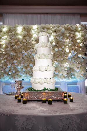 Five-Tier White Fondant Cake With Peonies