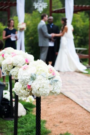 Hydrangea, Dusty Miller Aisle Decor