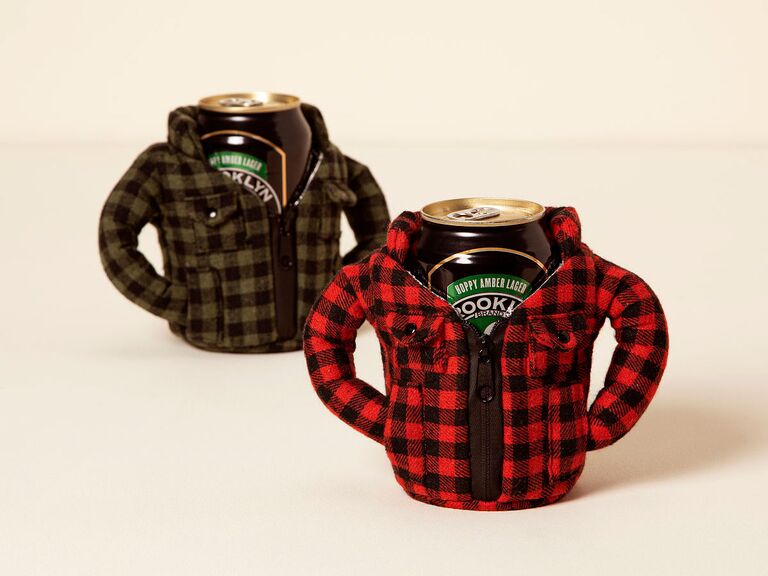Set of two flannel beer koozies gift ideas for hiking lovers