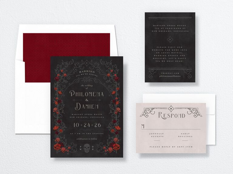Inexpensive gothic wedding invitation suite