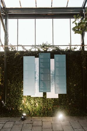 Classic Seating Chart Signs and Greenery Wall