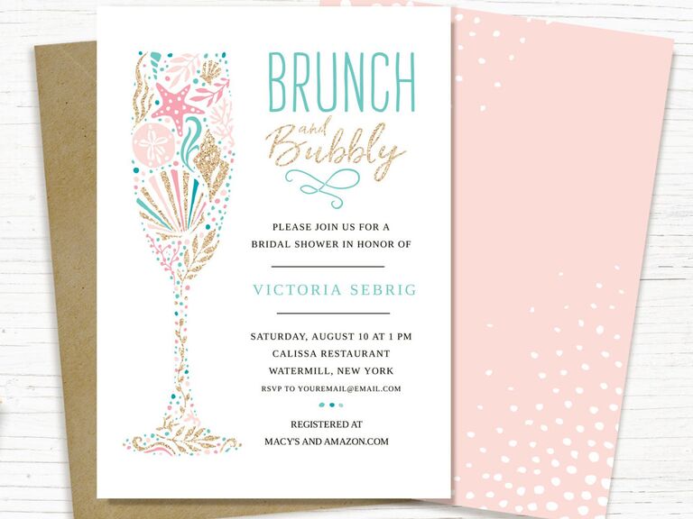 beach themed bridal shower brunch invite