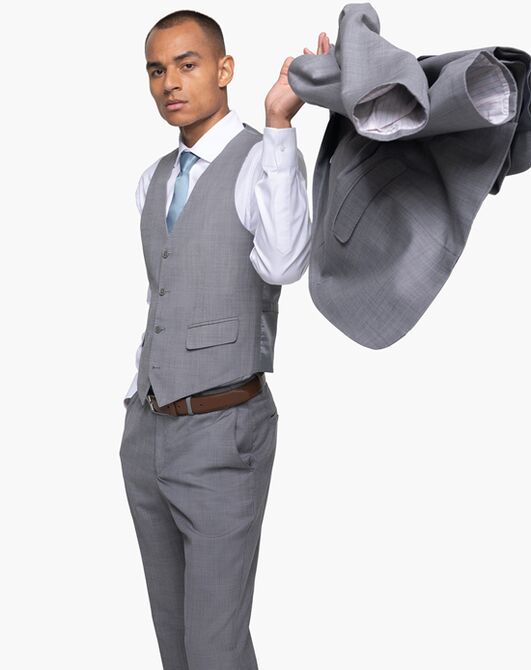 Generation Tux Gray Sharkskin Notch Lapel Suit Gray Tuxedo - 2