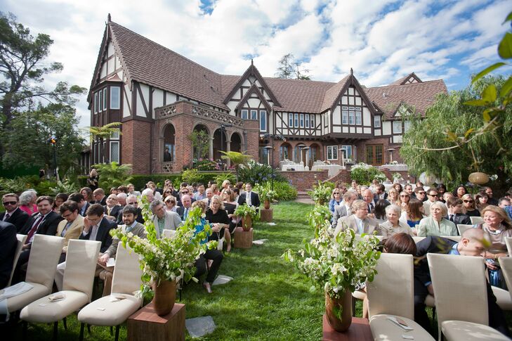 The ceremony took place at a private home in Beverly Hills. The classic Tudor style of the estate created a simple but elegant backdrop to the wedding.