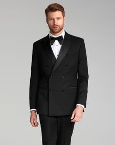 Friar Tux Black Double Breasted Tuxedo Black Tuxedo