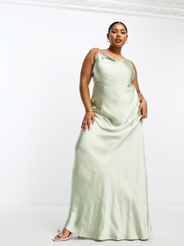 Satin plus size maxi wedding guest dress from Pretty Lavish