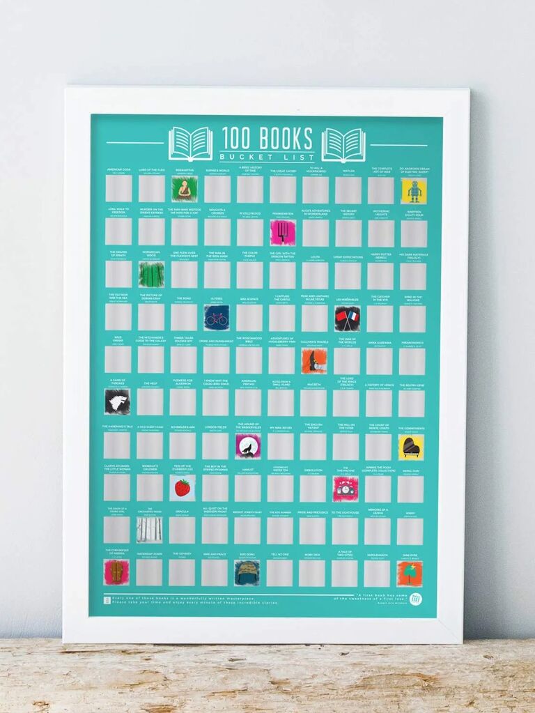 100 Books Bucket List poster gift for bridesmaids