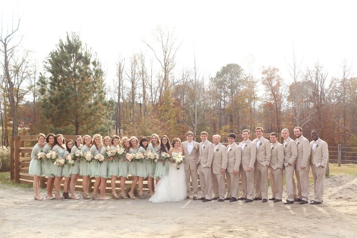 Rustic Mint and Tan Wedding Party Attire