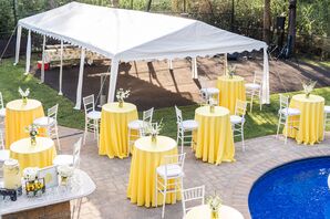 Yellow Cocktail Table Linens at Backyard Minimony in New York