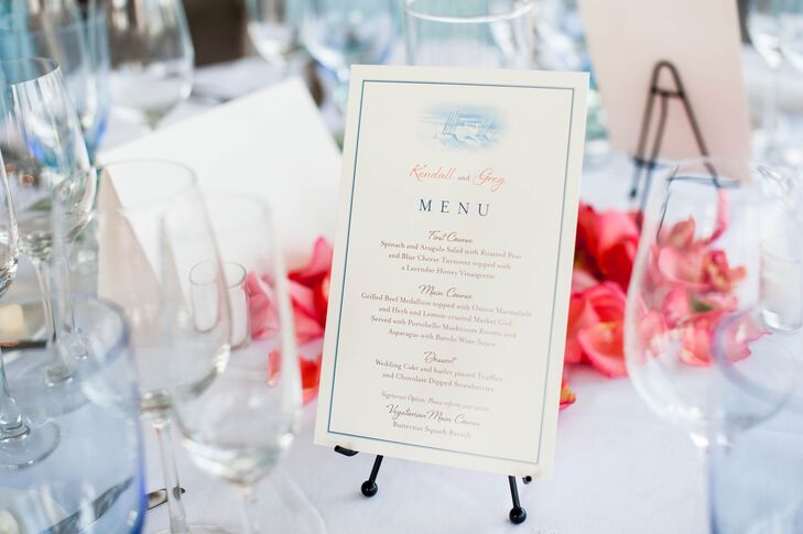 All of Kendall and Greg's stationery included an original illustration of two Adirondack chairs overlooking the ocean designed by Serendipity Beyond Design.