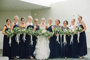 Floor-Length Navy Bridesmaid Gowns