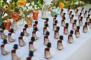 Escort Cards on Mini Bourbon Bottles