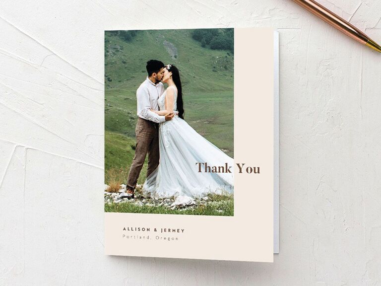 couple photo wedding thank-you card
