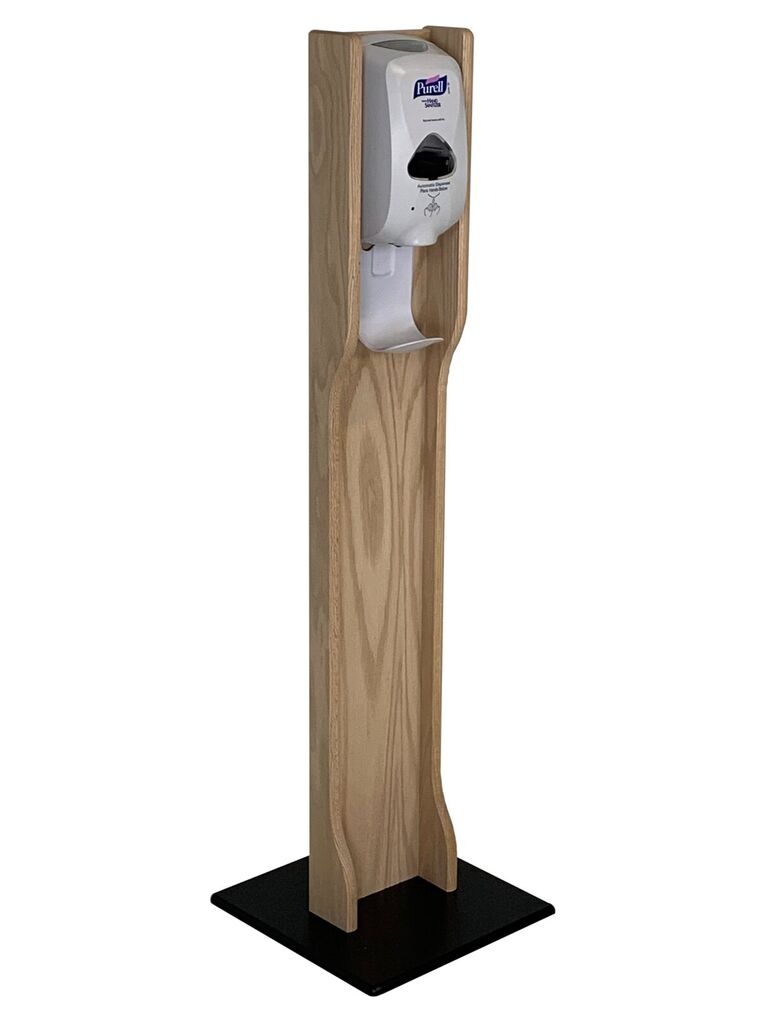 Elegant wooden hand sanitizer floor stand