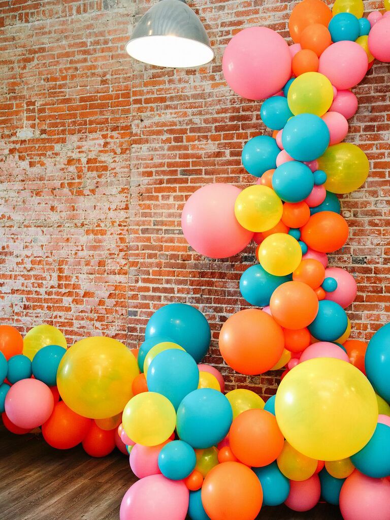 rainbow wedding ideas balloon arch