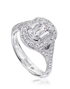 Christopher Designs Unique Emerald, Oval Cut Engagement Ring