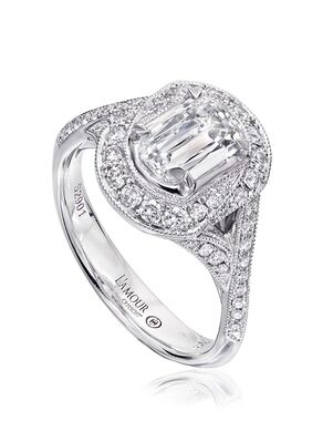 Christopher Designs Unique Emerald, Oval Cut Engagement Ring