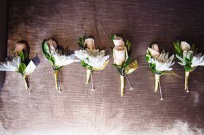 Classic White Daisy and Blush Rose Boutonnieres