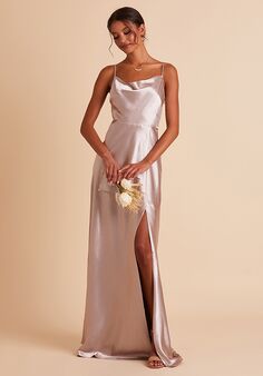 Birdy Grey Lisa Long Dress in Taupe Scoop Bridesmaid Dress