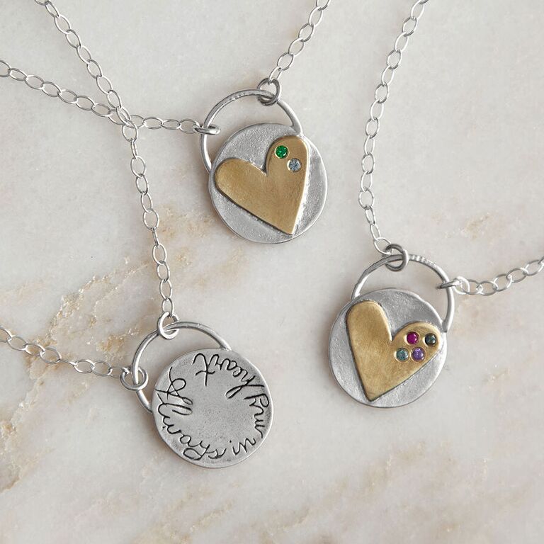 Sterling silver and bronze heart necklace 19-year anniversary gift traditional