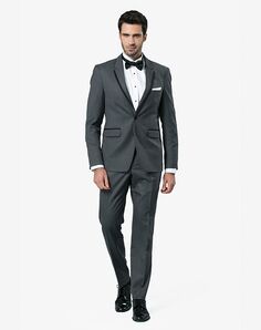 Menguin Charcoal Notch Lapel Tuxedo Gray Tuxedo