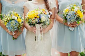 Blue and Yellow Flower Bouquets