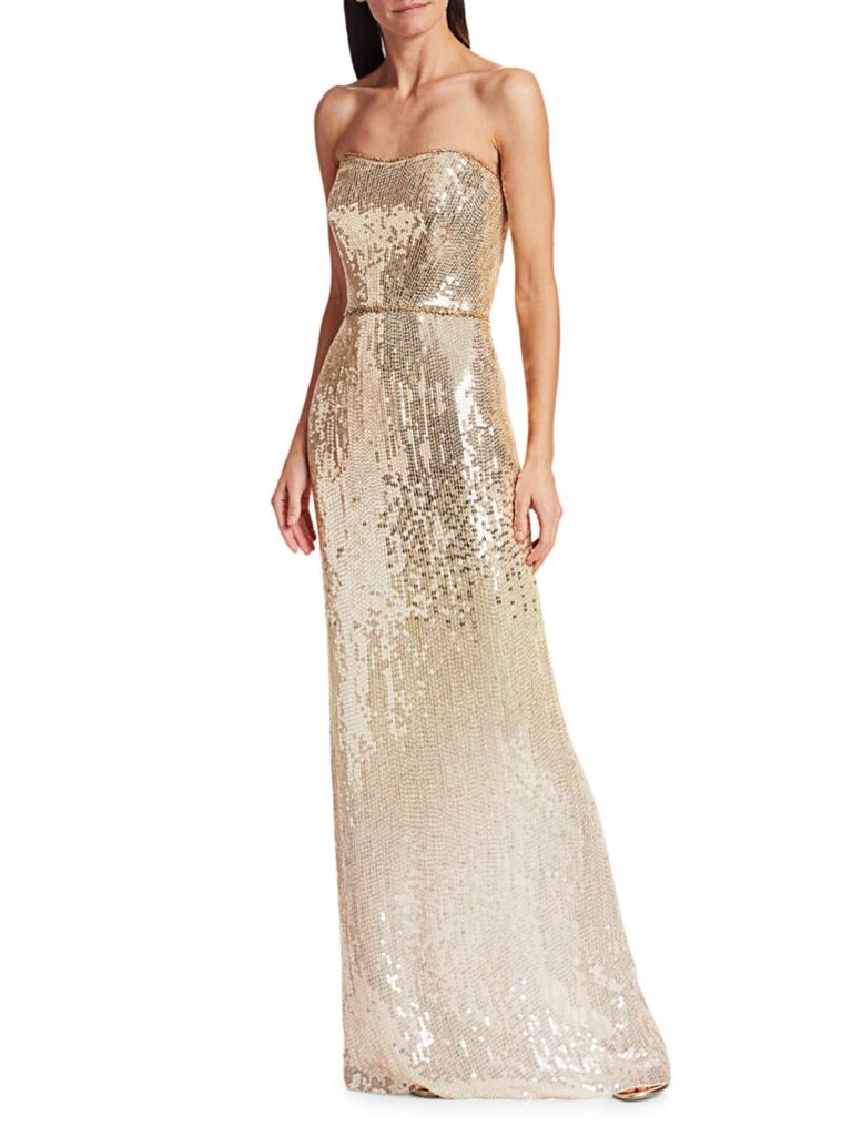 Jenny Packham strapless sequin ombré gown