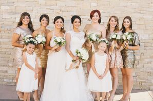Gold Sequins Bridesmaid Dresses