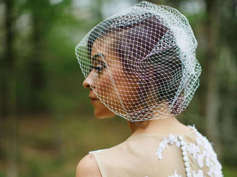 Wedding updo with veil