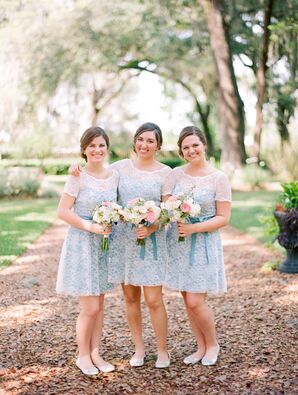 Pale Blue and Lace Bridesmaid Dresses