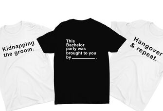 Cards Against Humanity themed shirts with groom's in black and groomsmen's in white