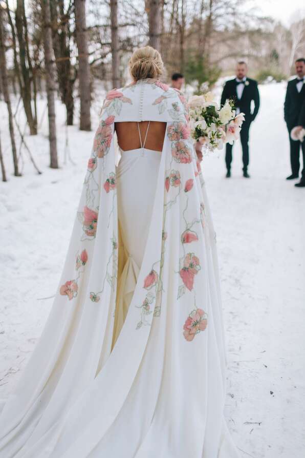 sachin and babi light blue dress Winter Wedding Dresses That Will Keep You Warm