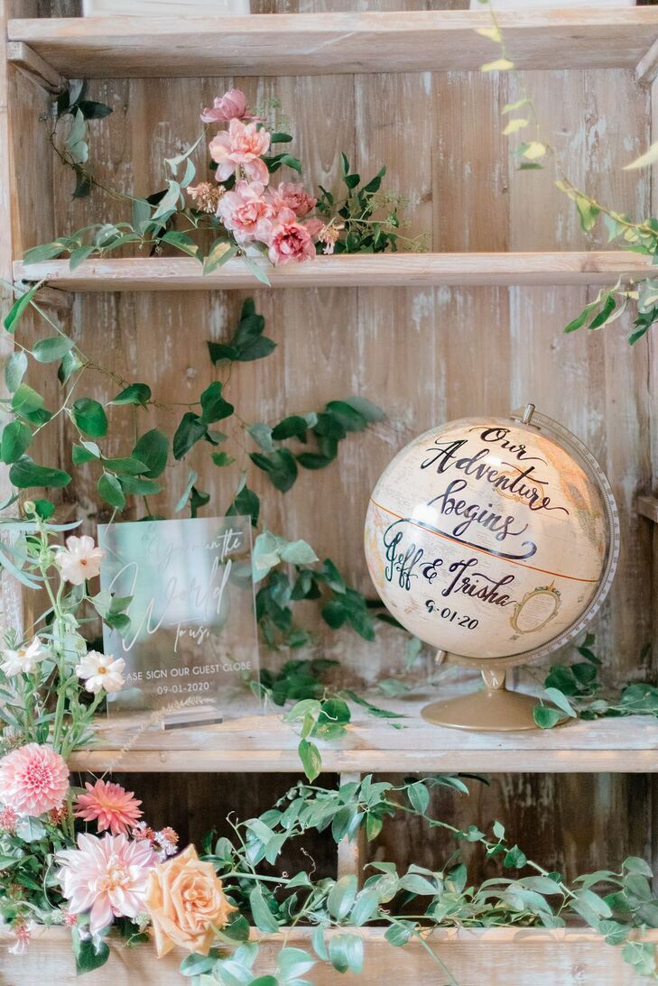 Calligraphed Globe Decoration for Microwedding in Baltimore, Maryland