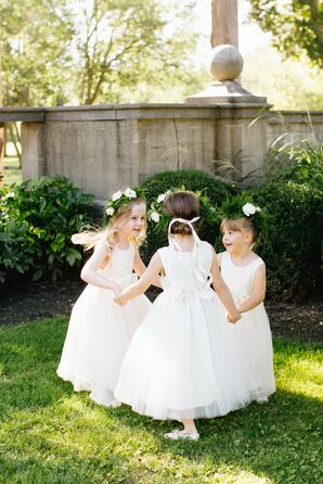Classic Ivory Flower Girl Dresses and Flower Crowns