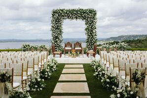 Flower-Filled Indian Ceremony Setup Overlooking Lake Travis