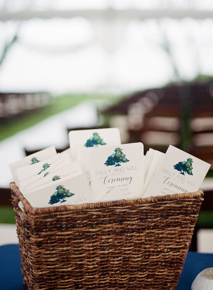 Elegant Ceremony Programs with Watercolor Tree Design