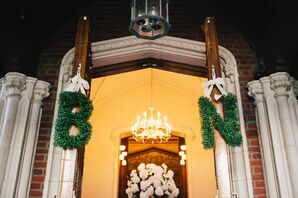 Hanging Green Plant Initials in the Chandelier Entranceway of Kohl Mansion
