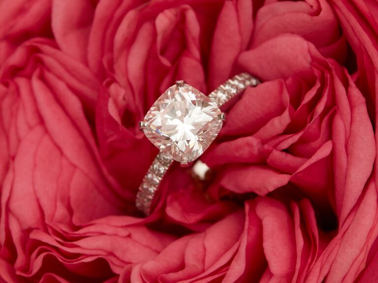 Cushion cut engagement ring