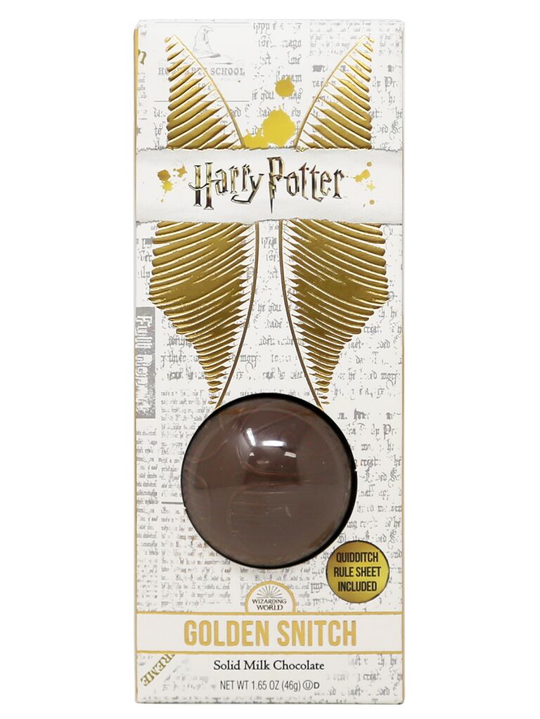 Golden snitch chocolate in gold and white package