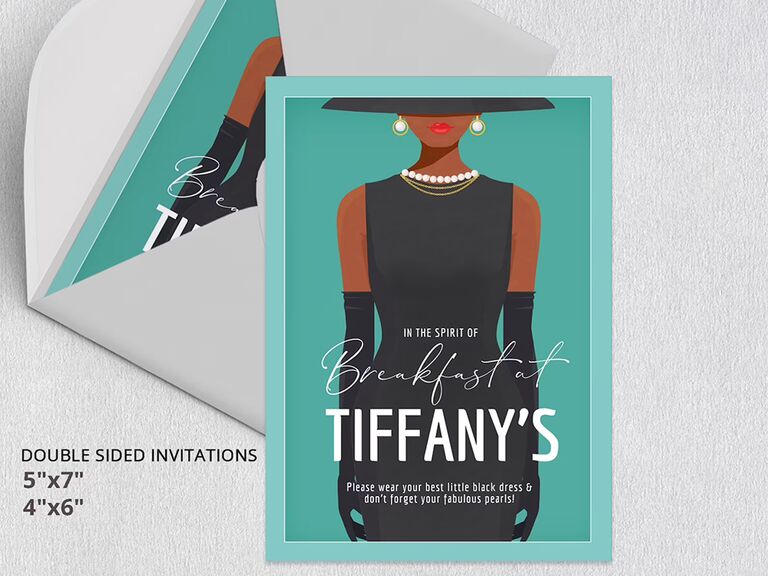 Audrey Hepburn figure and 'In the spirit of Breakfast at Tiffany's' in white type