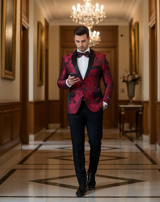 BLACKTIE AMSTERDAM Red Wedding Tuxedo Red Tuxedo - 2