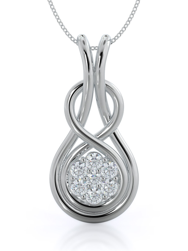Center diamond cluster with silver knot on silver chain