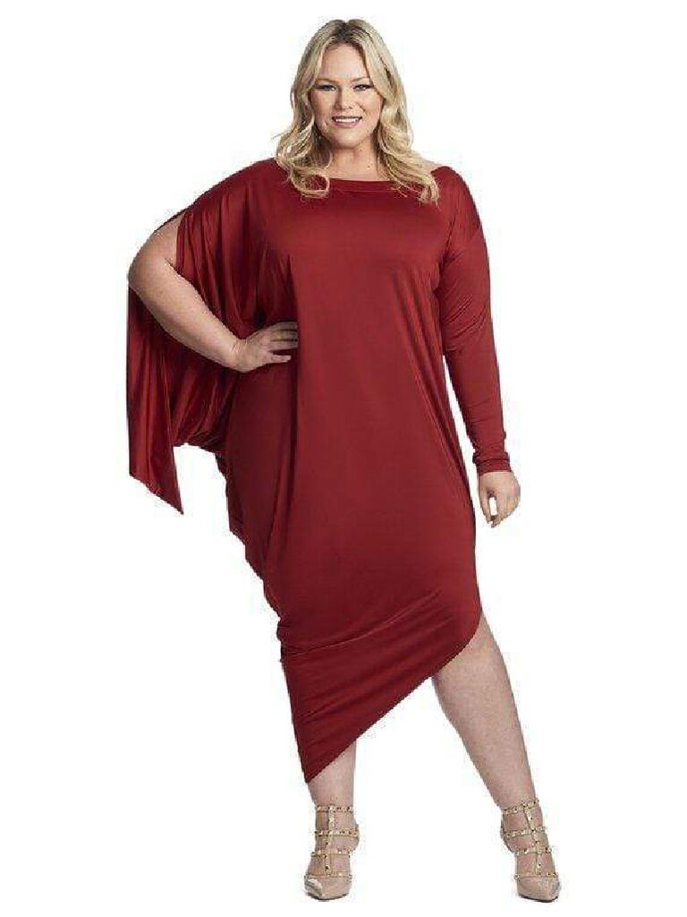 Long sleeve midi cape dress