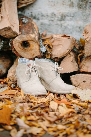 Taupe-Tied Bootee Wedge Wedding Shoes