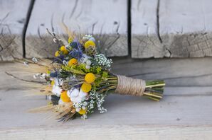 Cotton and Blue Thistle Bridal Bouquet