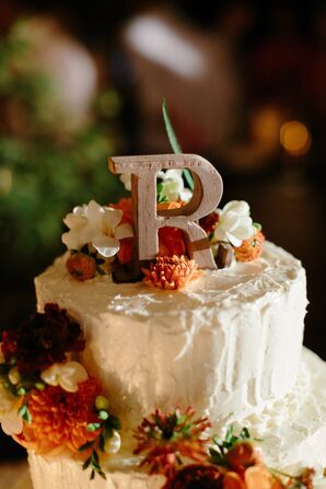 Floral Topped Wedding Cake