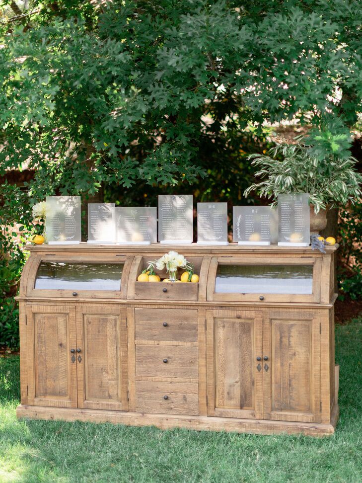 Natural Backyard Seating Chart on Wood Dresser