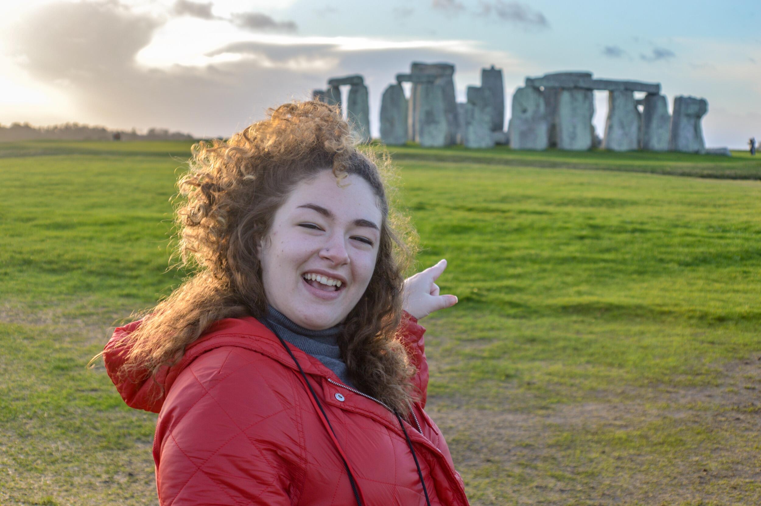 The couple visit Stonehenge, but leave behind every souvenir they buy on the bus home.